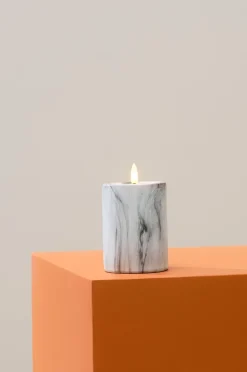 FLAMME MARBLE Stumpenkerze LED 12,5 cm