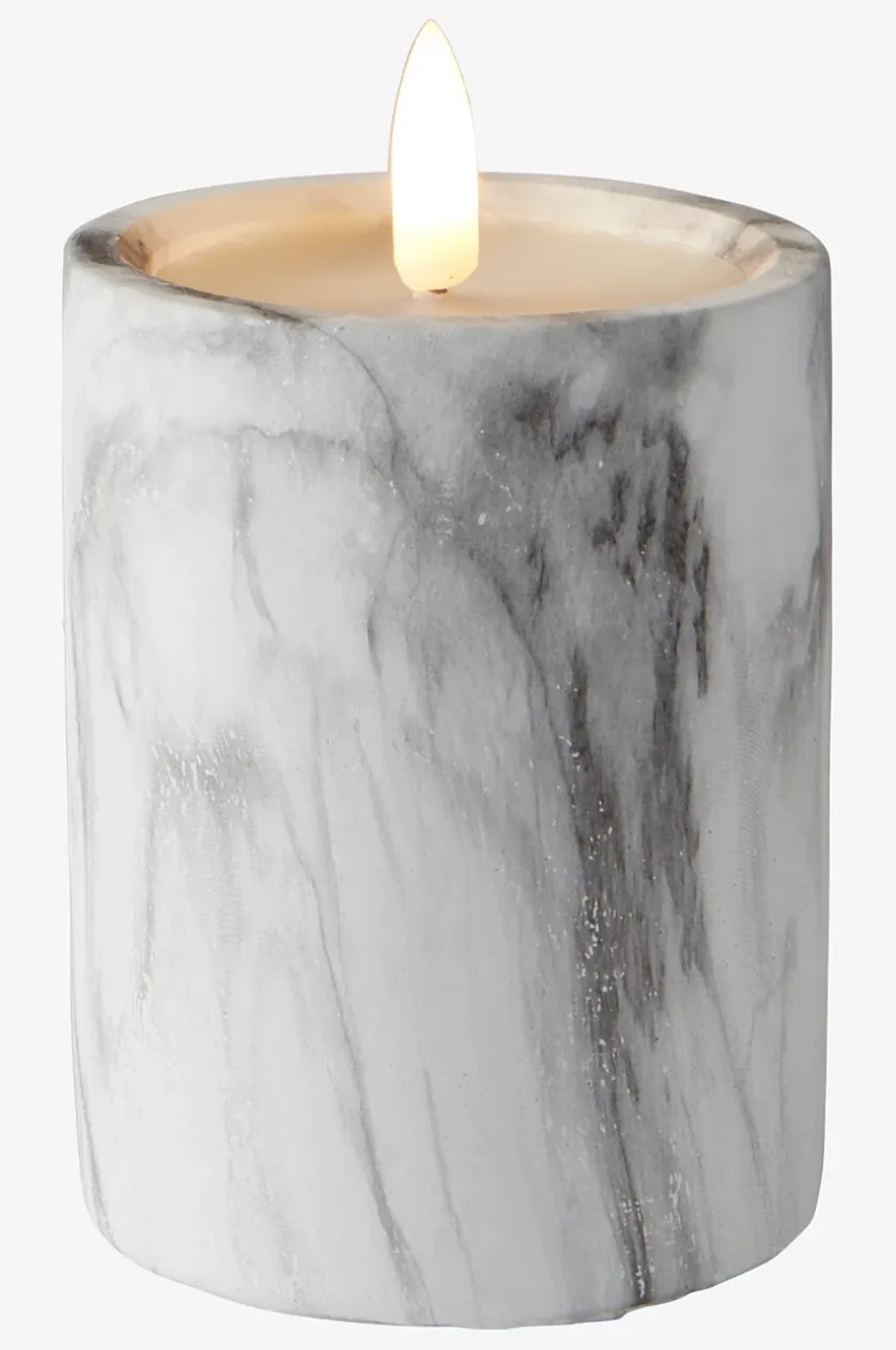 FLAMME MARBLE Stumpenkerze LED 12,5 cm