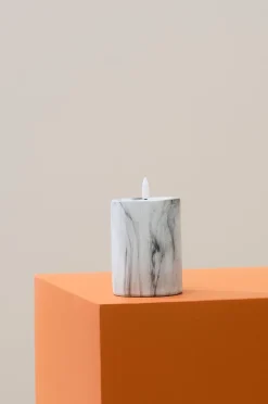FLAMME MARBLE Stumpenkerze LED 12,5 cm