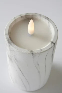 FLAMME MARBLE Stumpenkerze LED 15 cm