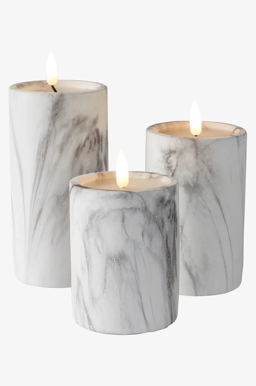 FLAMME MARBLE Stumpenkerze LED 17,5 cm