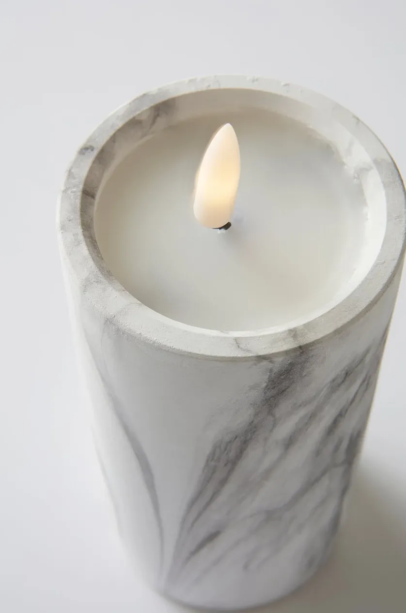 FLAMME MARBLE Stumpenkerze LED 17,5 cm