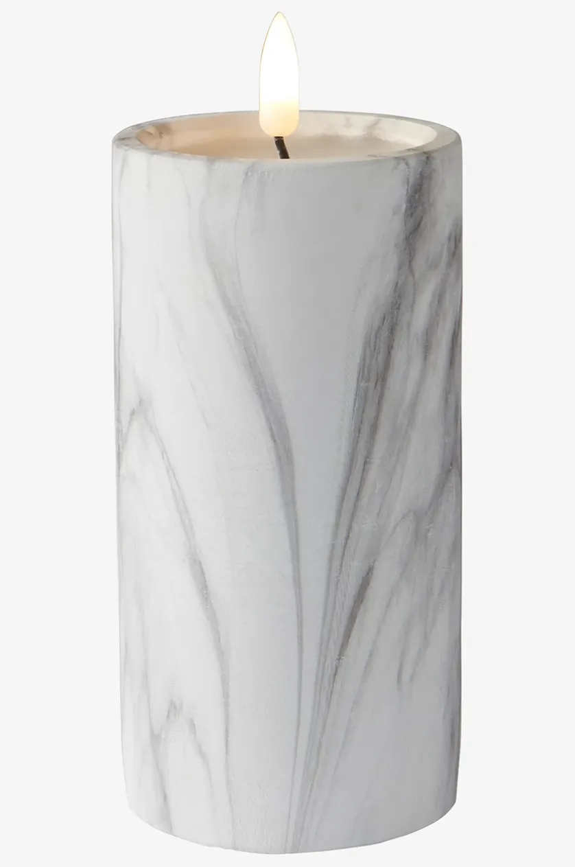 FLAMME MARBLE Stumpenkerze LED 17,5 cm