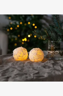 Stumpenkerze Snowball LED, 2 St.