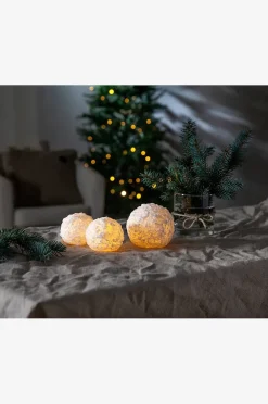 Stumpenkerze Snowball LED, 2 St.